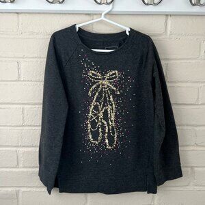 Girls Sonoma Dark Gray Long Sleeve Ballet Sequin Top | 6X